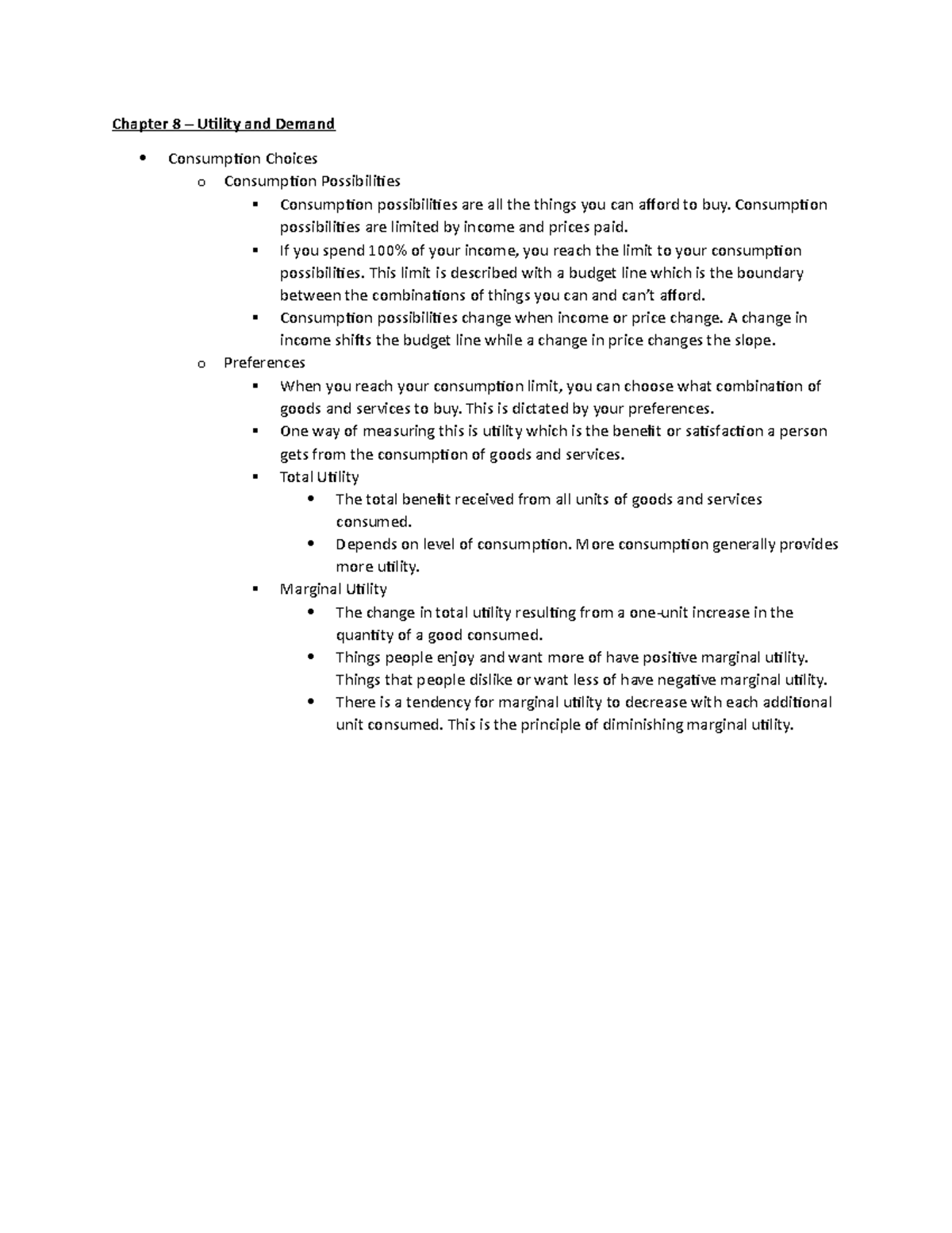 Chapter 8 Utility and Demand - Studocu