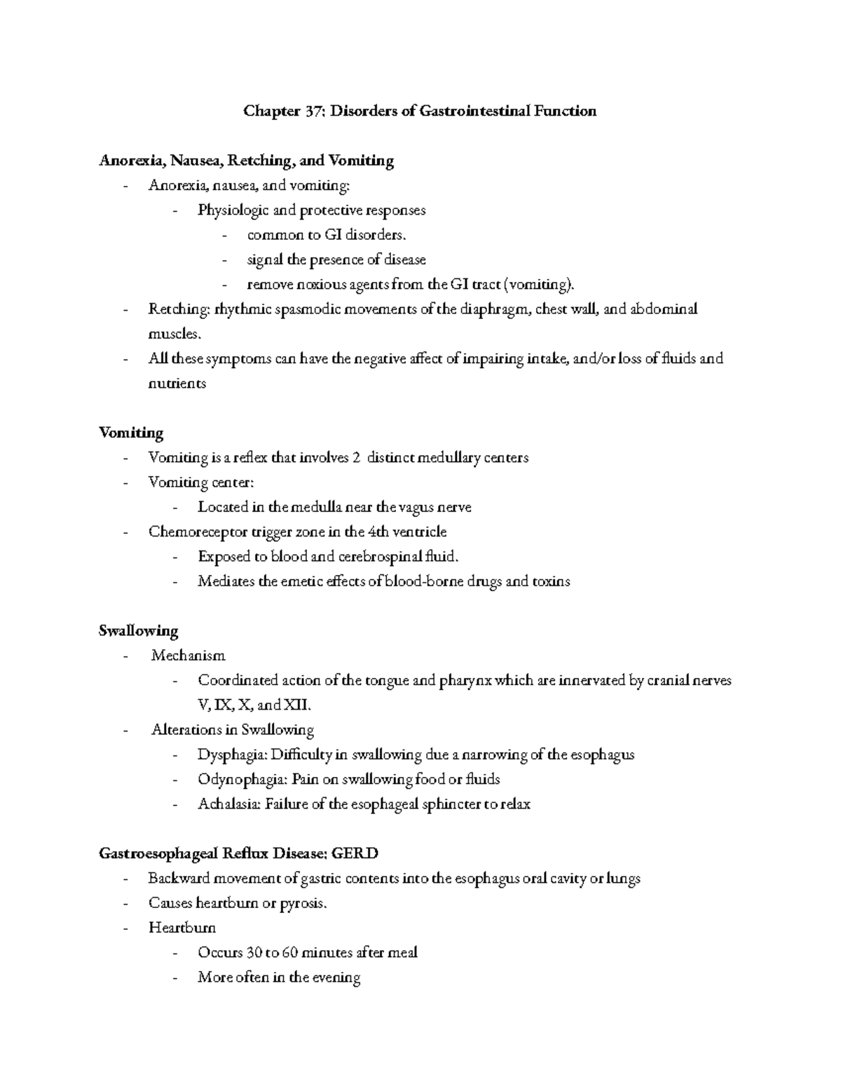 Chapter 37 Disorders of Gastrointestinal - Chapter 37: Disorders of ...