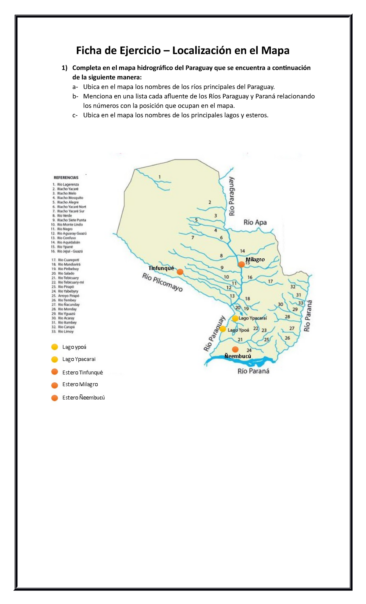 Mapa - Apuntes 1 Autores Del Paraguay - Ficha De Ejercicio ...