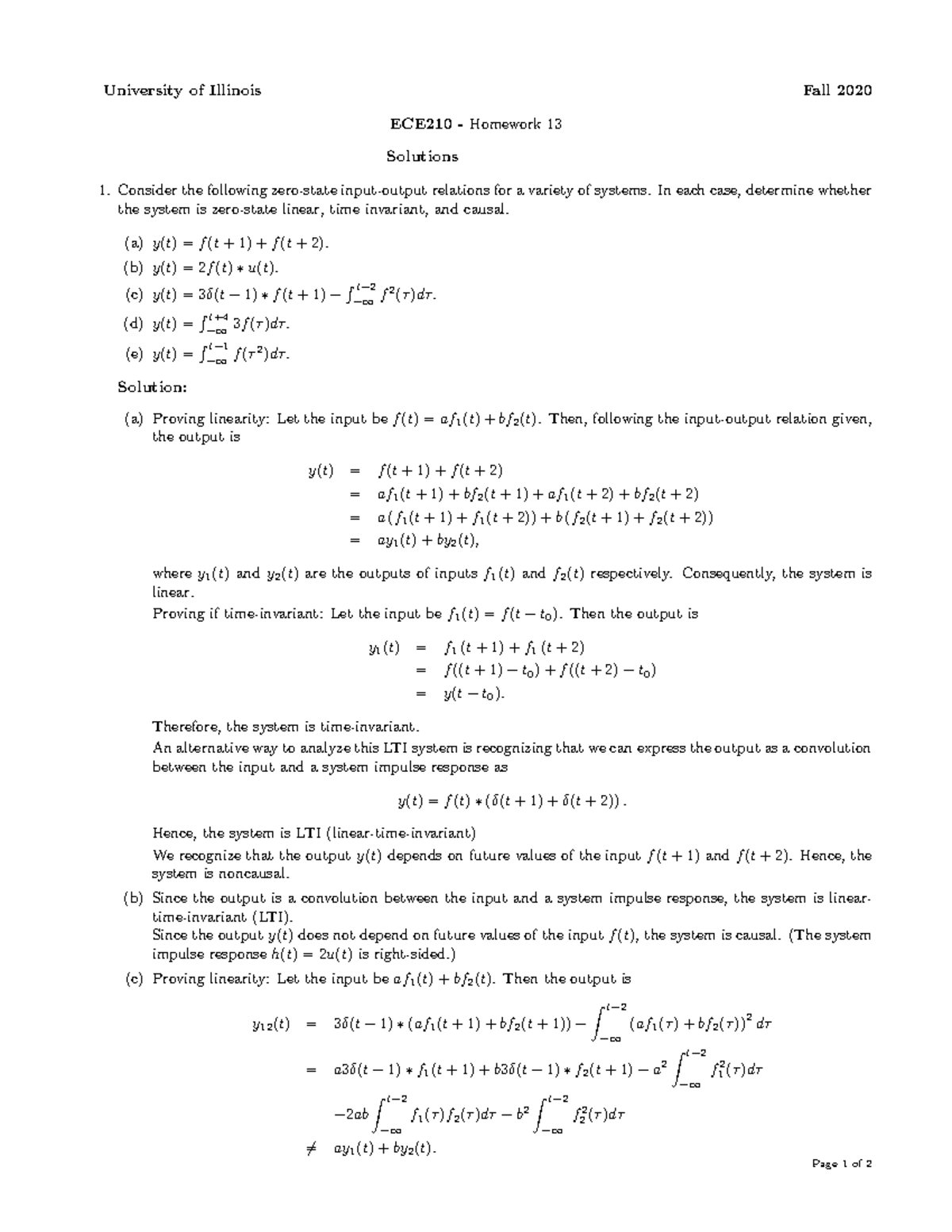 20Fall hw13 sol - hw13 - University of Illinois Fall 2020 ECE210 ...