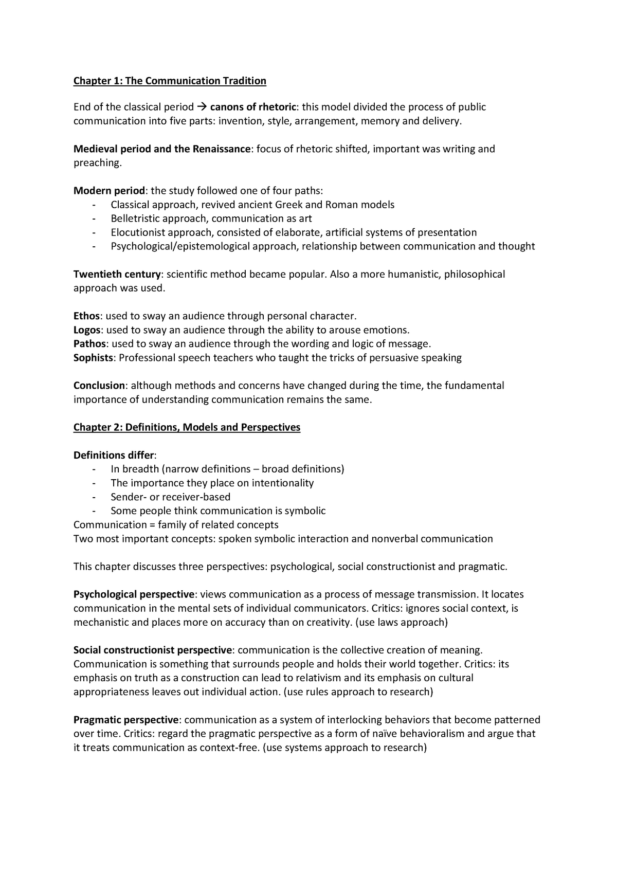 Summary Thinking Through Communication, Sarah Trenholm - H1-13