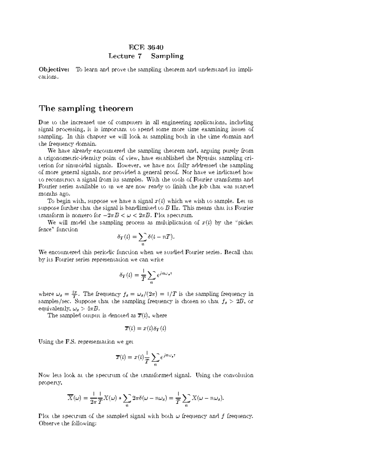 Lecture 7 sampling 2 - !#"%$%&amp;(' - Studocu