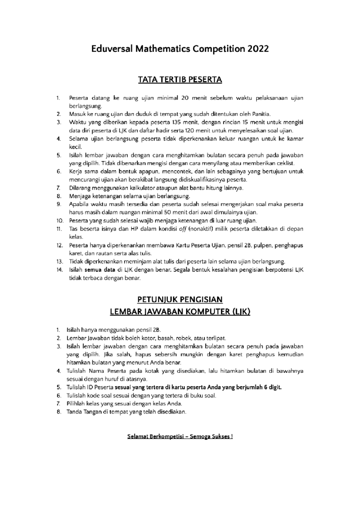 EMC 2022 final Grade 11 Yes A) B) C) D) 1. A) B) C) D) 2. Banyaknya bilangan asli yang lebih
