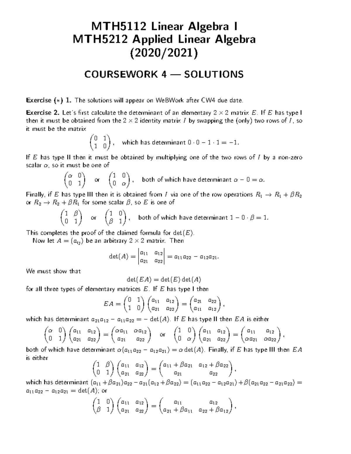 Cw4sol 2020 All Lectures And Course Sheets On Linear Algebra 1 Cw4sol 2020 All Lectures And Course Sheets On Linear Algebra 1