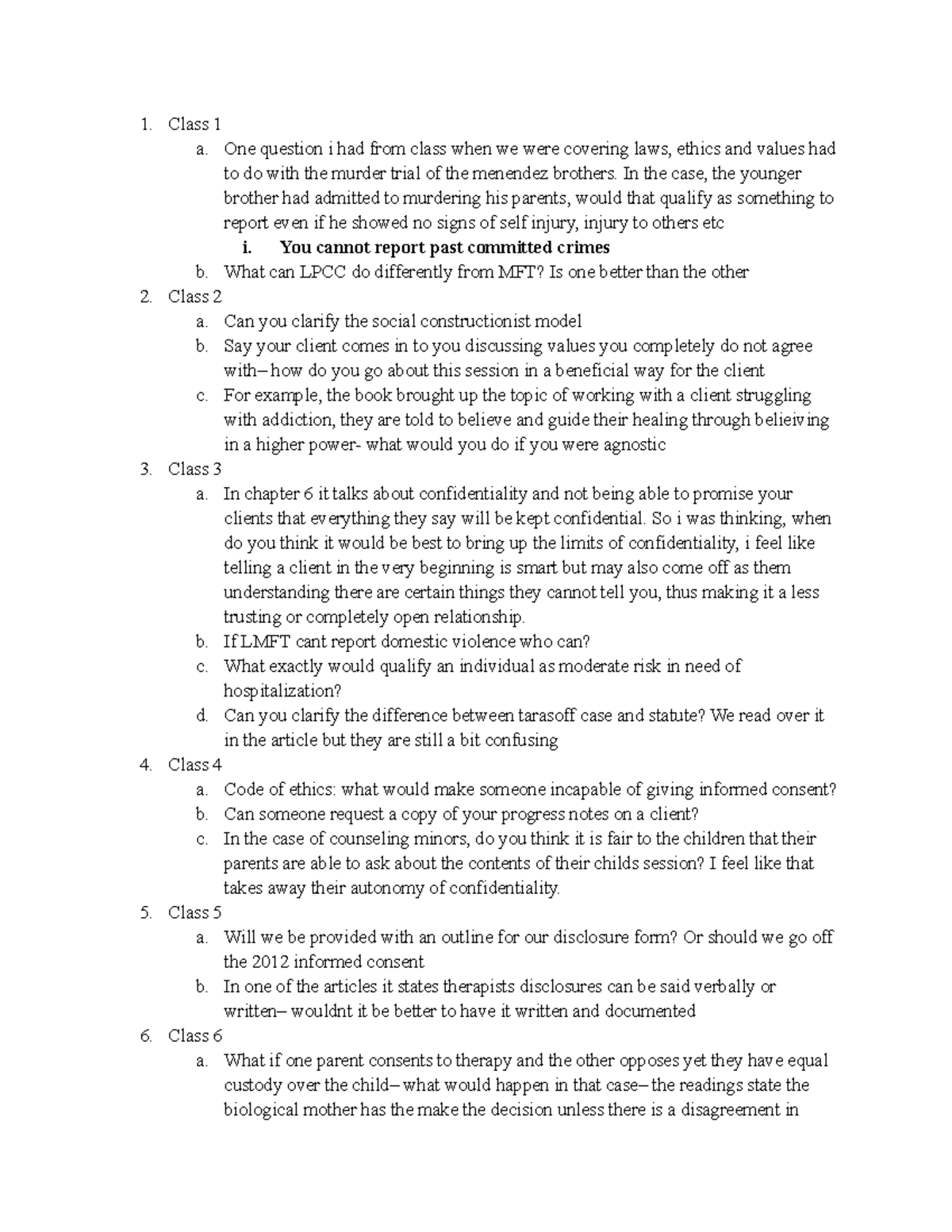 Class questions 275 - 275 lecture notes - Class 1 a. One question i had ...