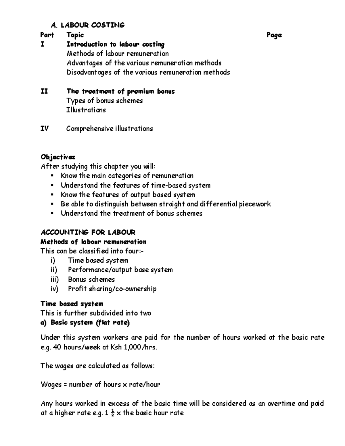 Chapter 2B - A. LABOUR COSTING Part Topic Page I Introduction To Labour ...