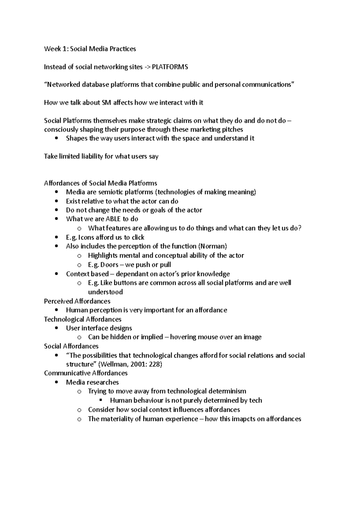 ARTS2093 Social Media Notes - Week 1: Social Media Practices Instead of ...