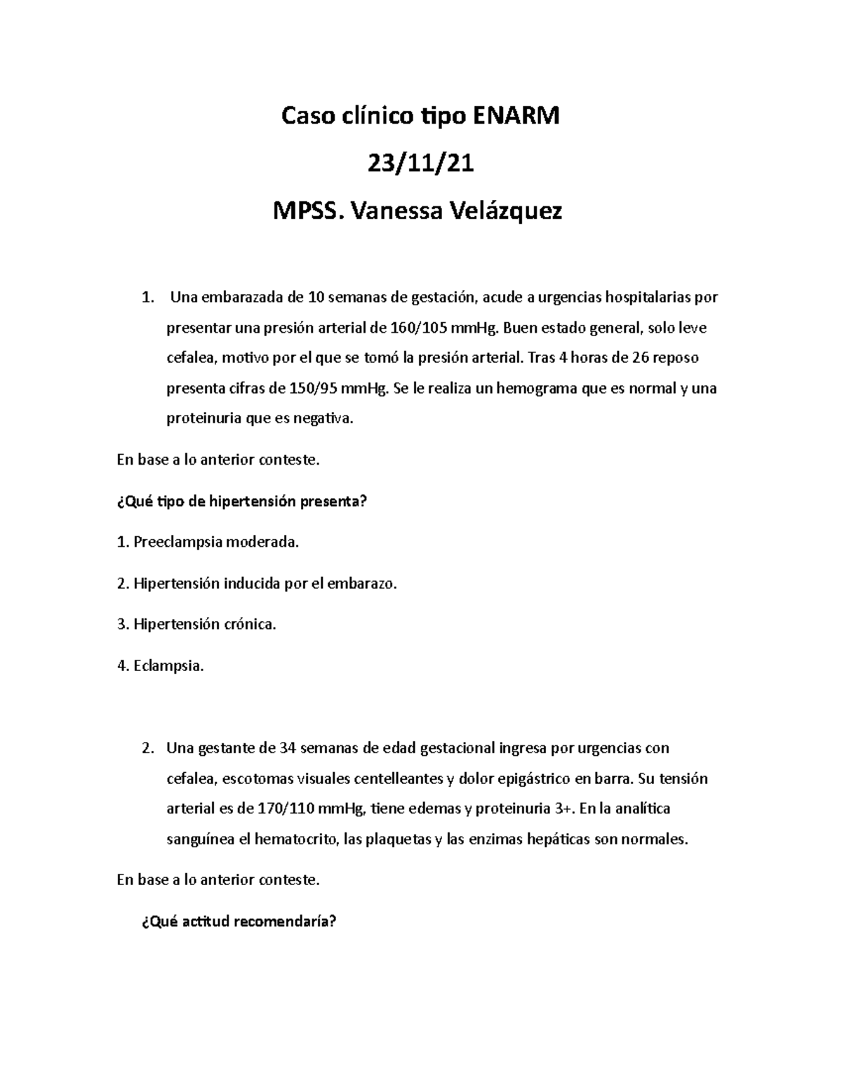 Caso Clínico Tipo Enarm 23 Nov - Caso Clínico Tipo ENARM 23/11/ MPSS ...