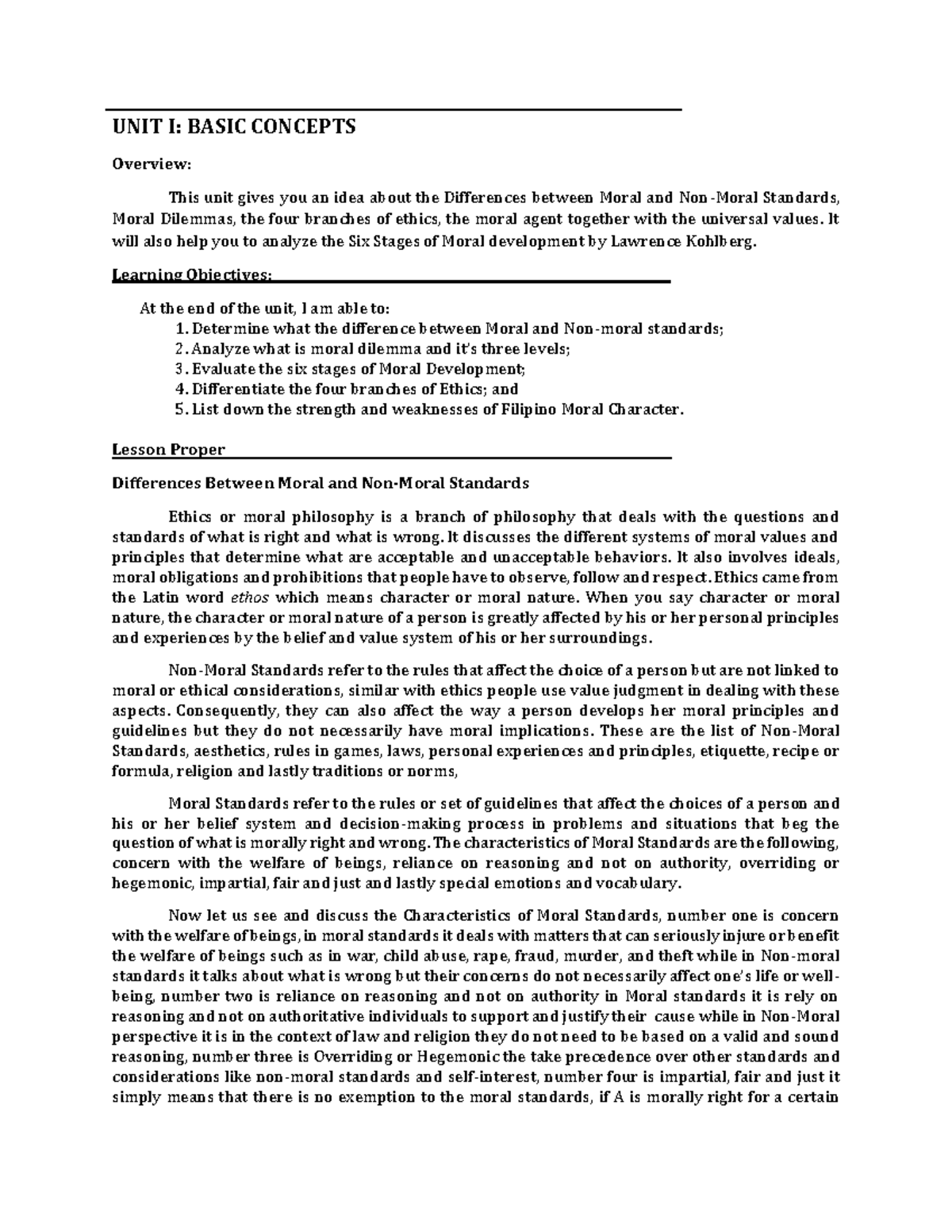 UNIT I- Basic Concepts-1 - UNIT I: BASIC CONCEPTS Overview: This unit ...