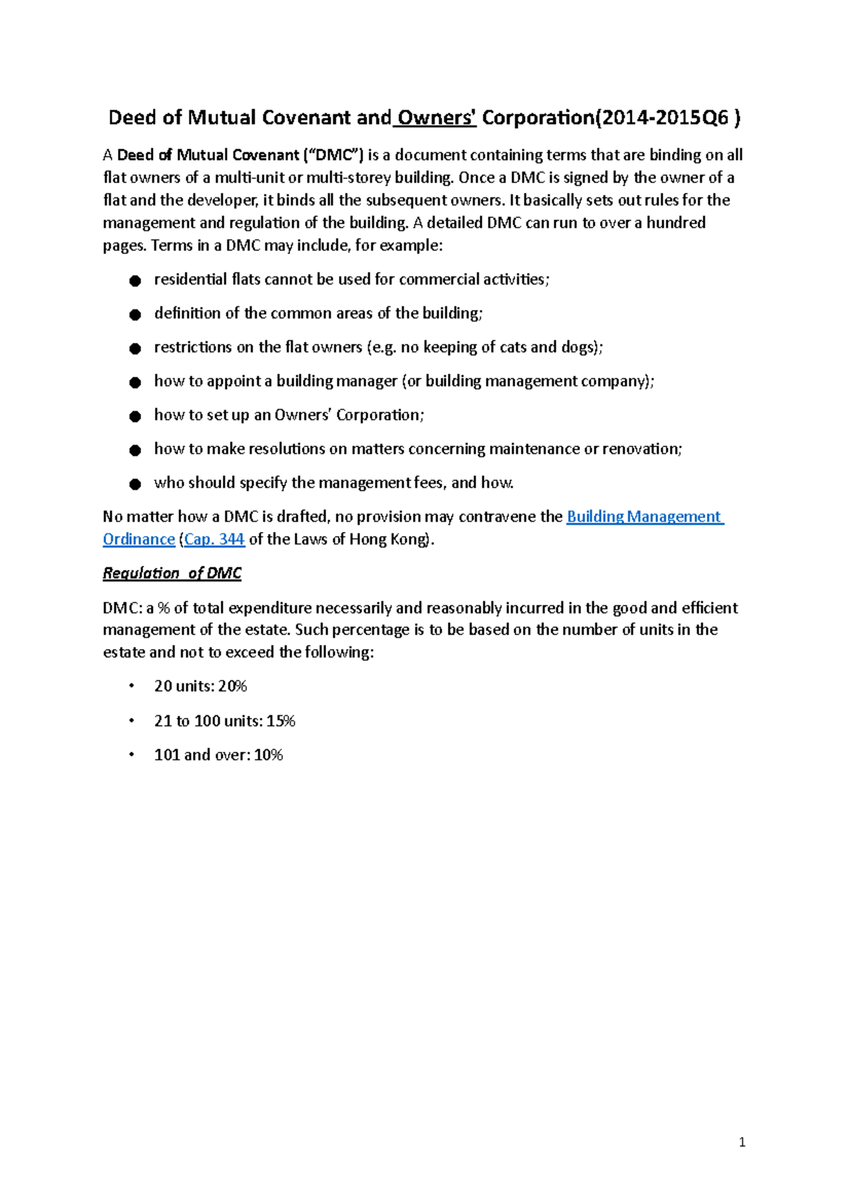 BRE341 Revision - Deed of Mutual Covenant and ) A Deed of Mutual ...