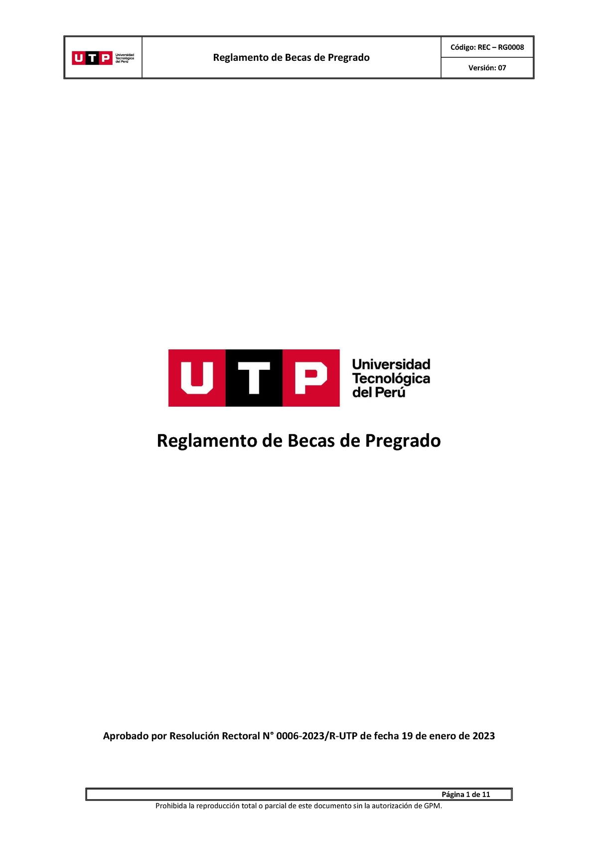 Reglamento De Becas Pregrado 2023 V7 PT - Reglamento De Becas De ...