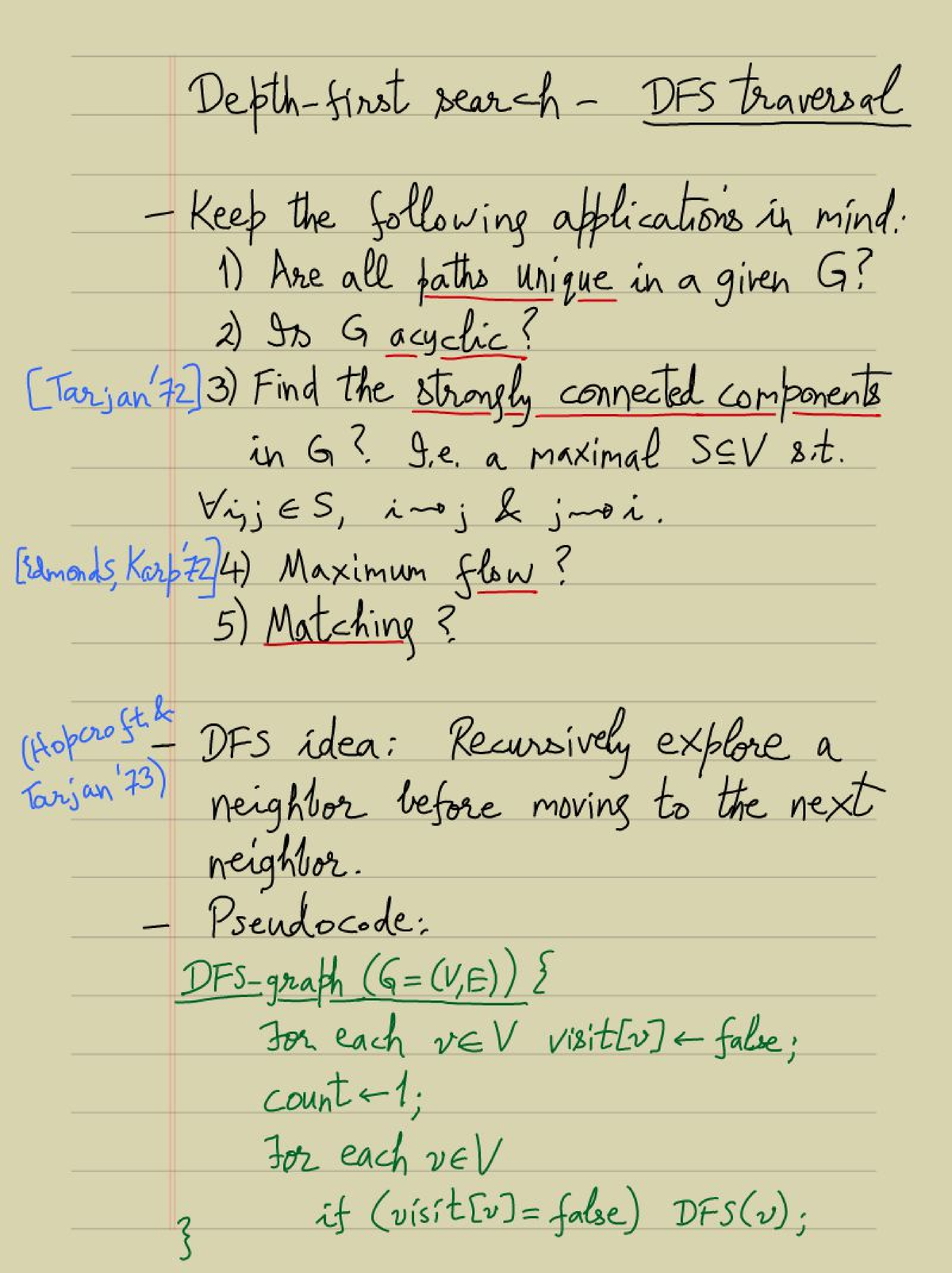 DFS - Summary Algorithms - Cs 341 - Studocu