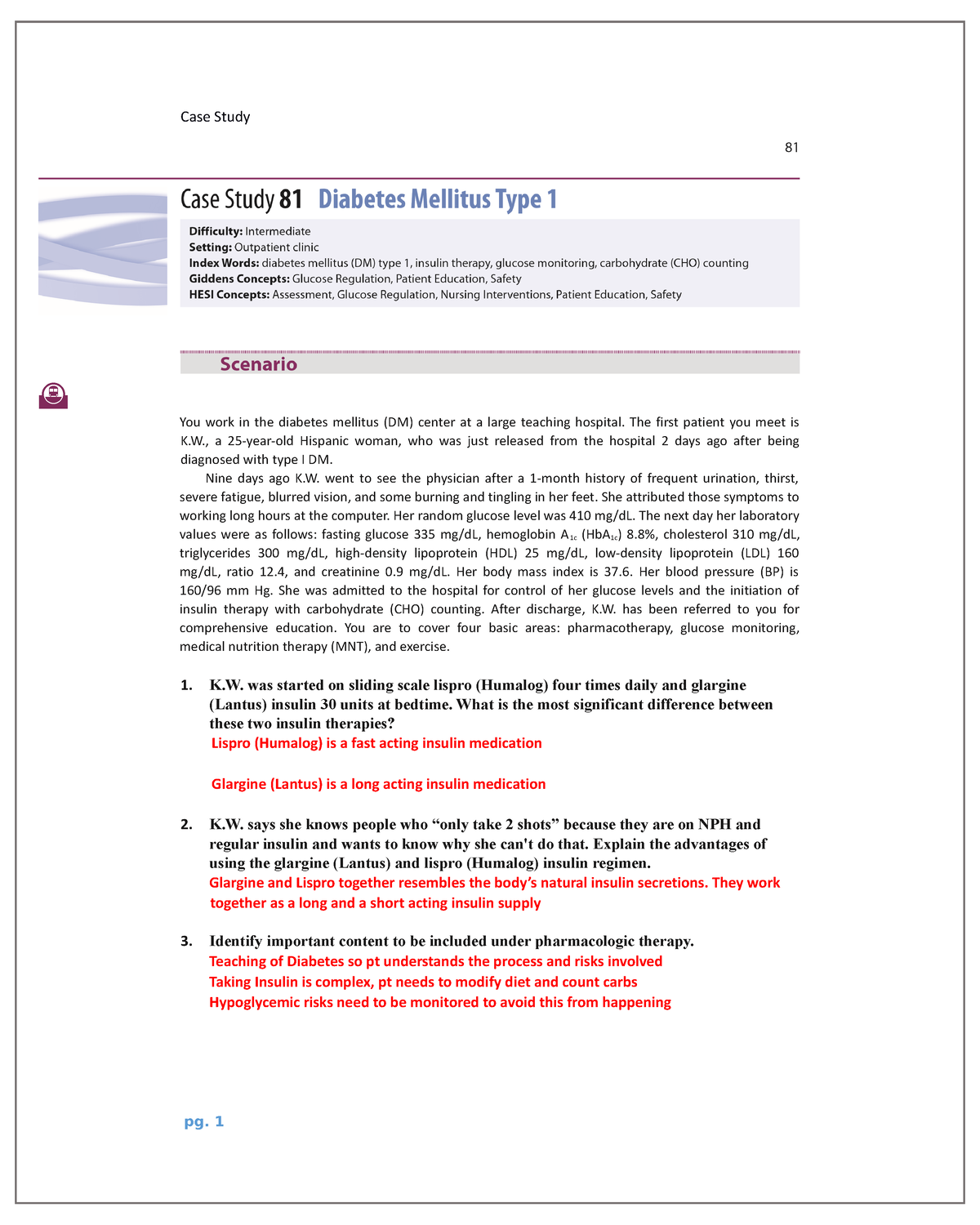 a case study diabetes mellitus