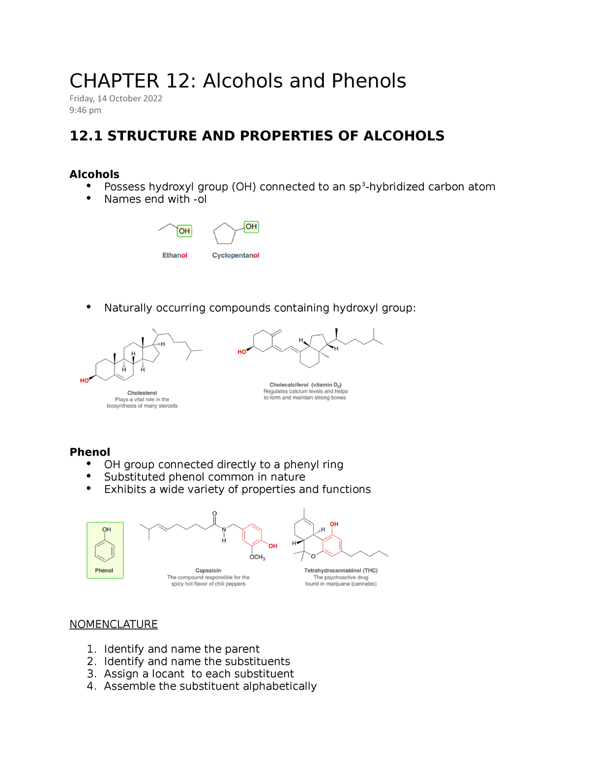 Chapter 12 Alcohols And Phenols - CHAPTER 12: Alcohols And Phenols ...