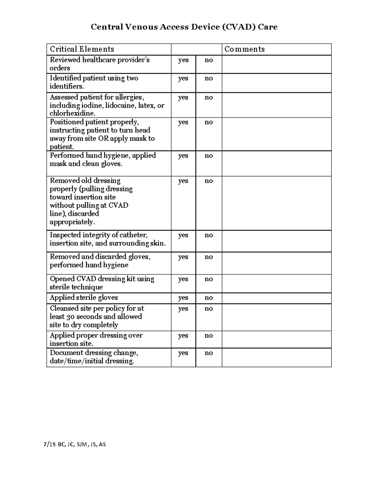 CVAD Dressing Change rev2019 Central Venous Access Device (CVAD) Care