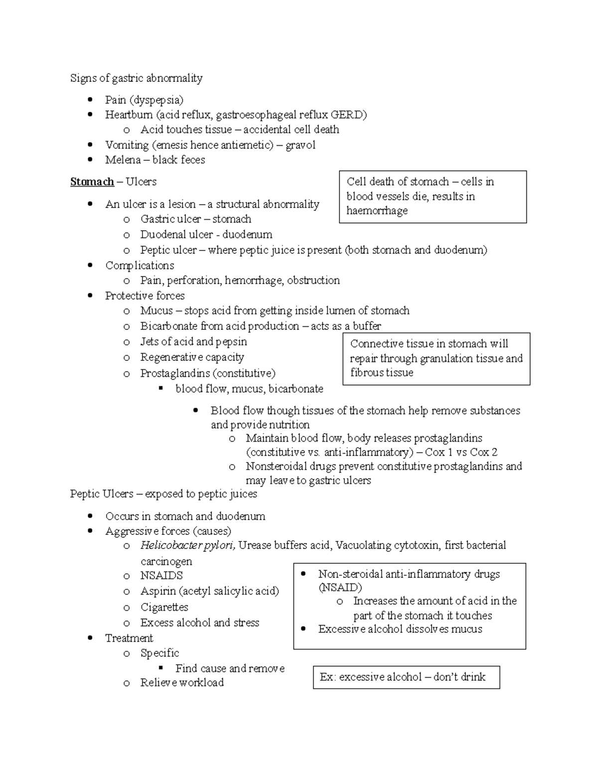 Digestive System - Signs of gastric abnormality Pain (dyspepsia ...