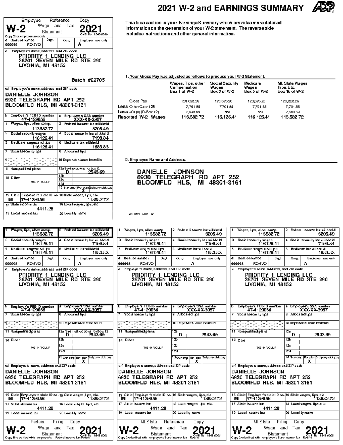 QV5whh89h4284120263302211102202 2021 W2 and EARNINGS SUMMARY This