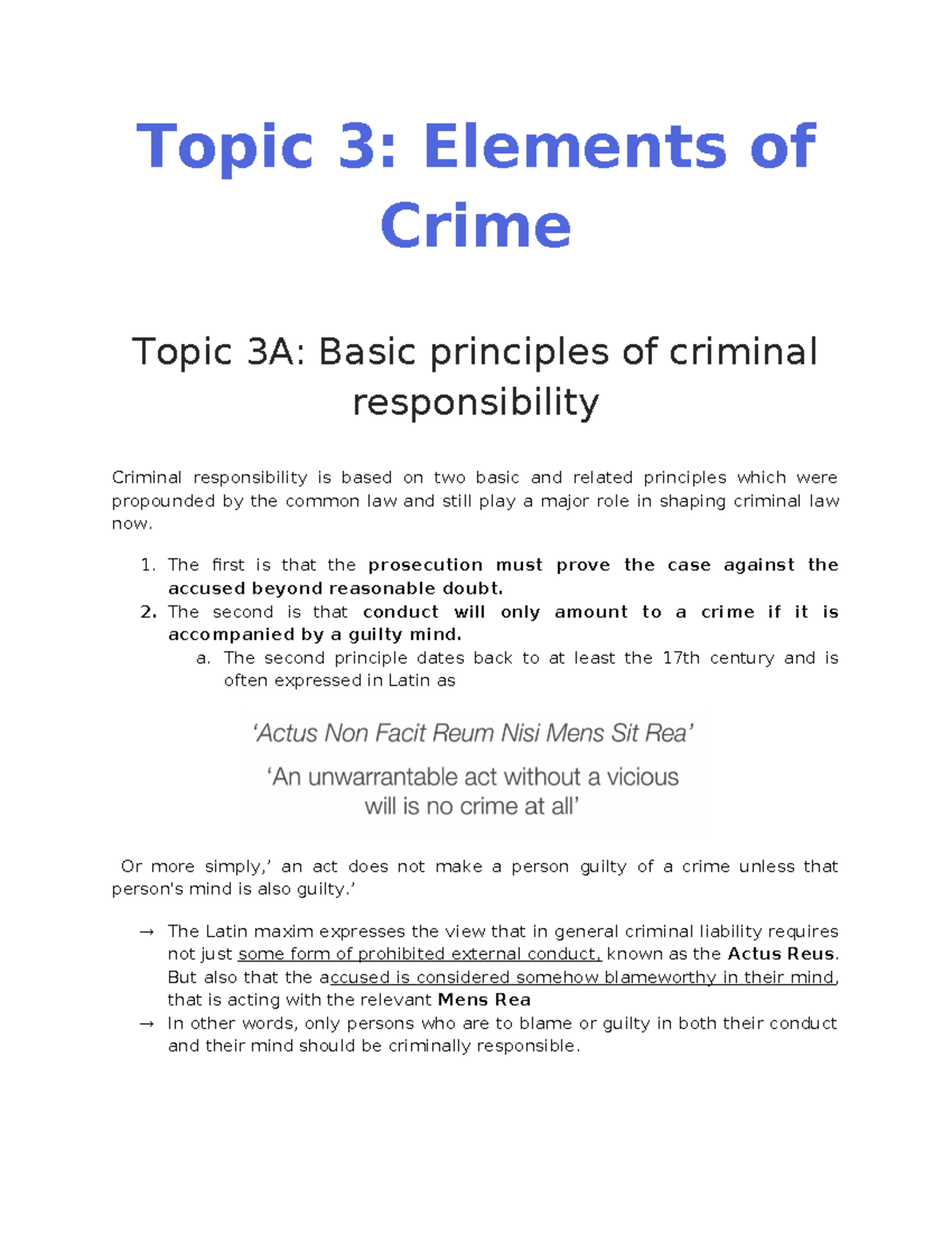 Elements of Crime - Topic 3: Elements of Crime Topic 3A: Basic ...