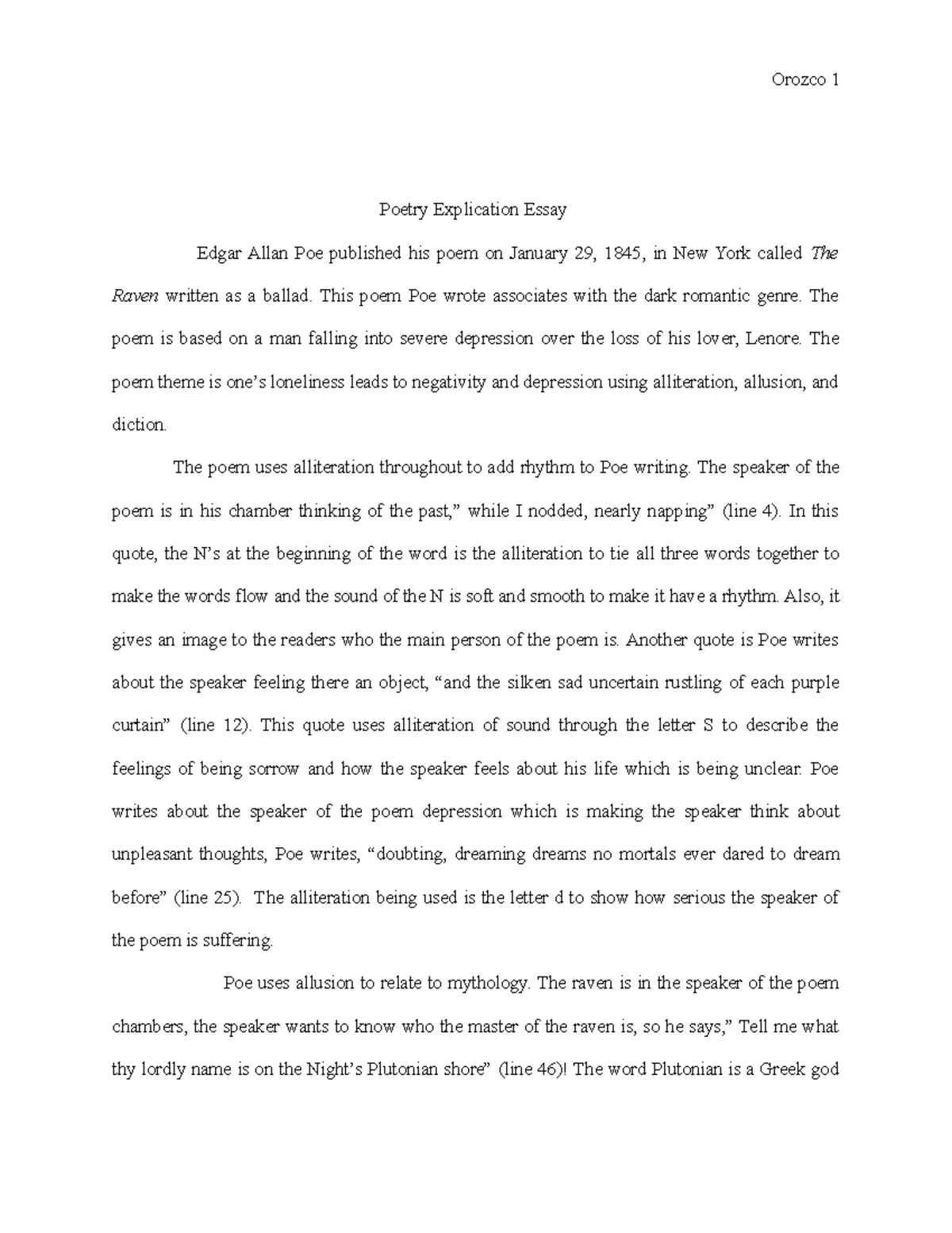 poetry explication essay examples