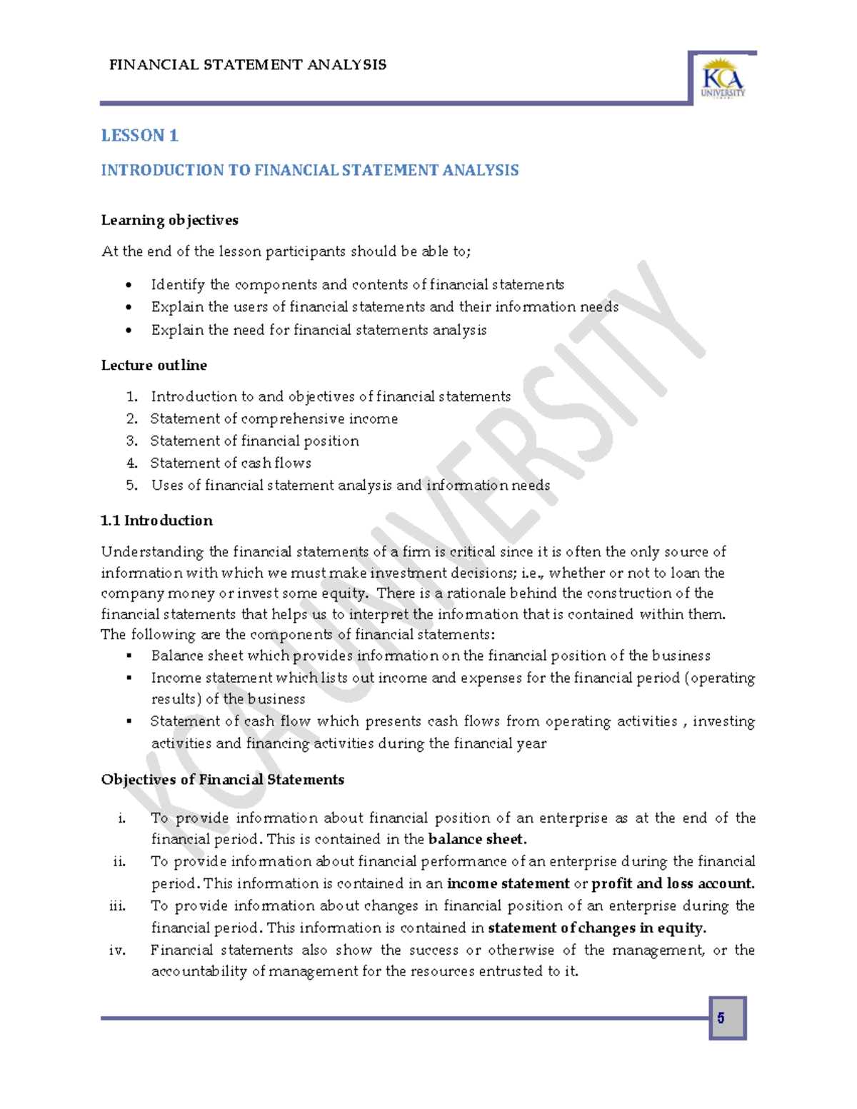Lesson 1-1 - Lecture notes 1 - LESSON 1 INTRODUCTION TO FINANCIAL ...