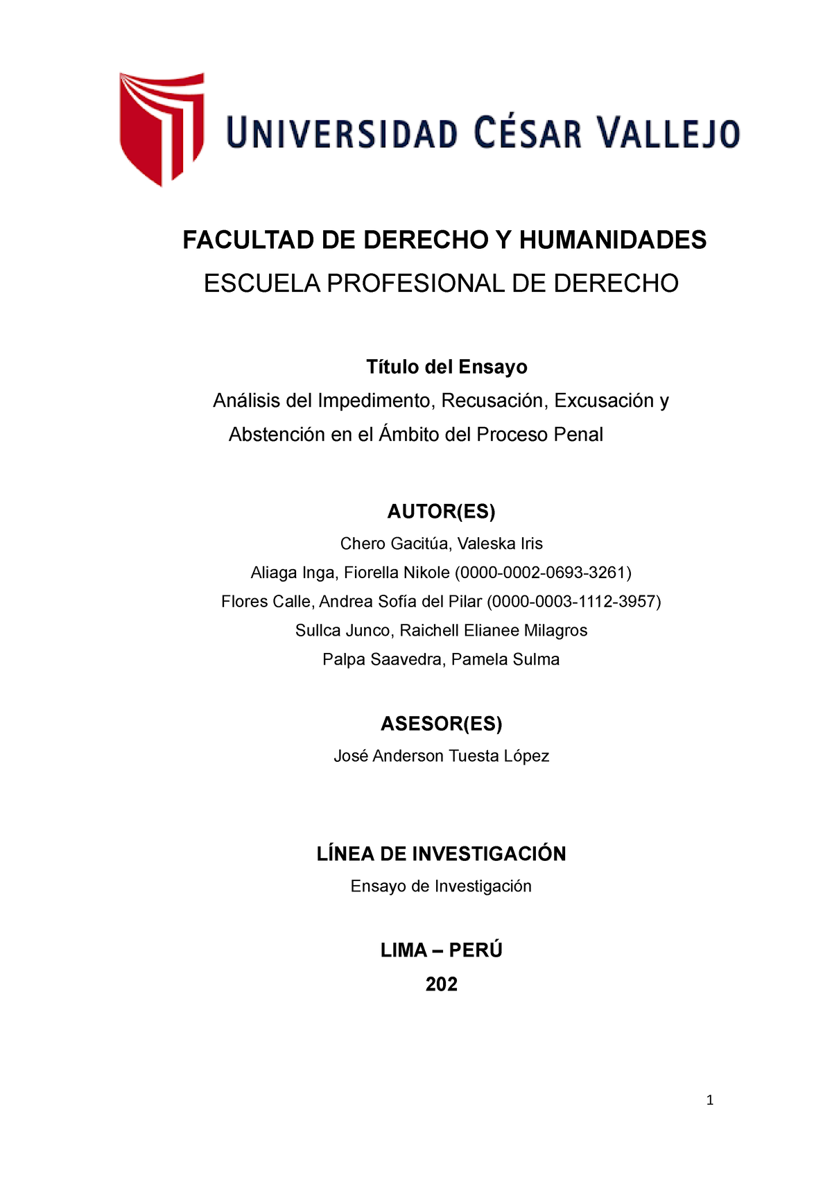 Impedimento, Recusación, Abstención, Excusación (2) - FACULTAD DE ...