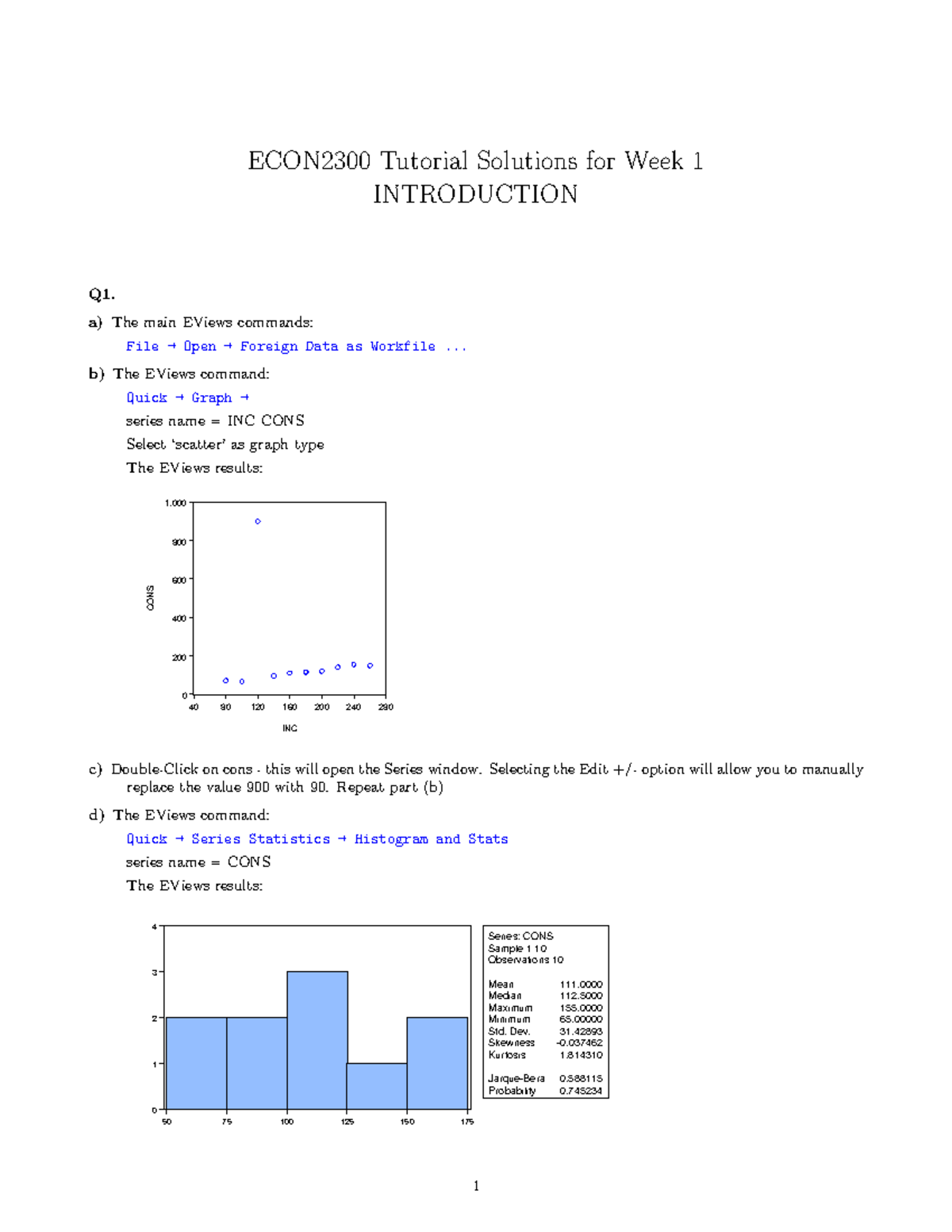 W1 Solutions Students - Tutorial Solution - ECON2300 Tutorial Solutions ...