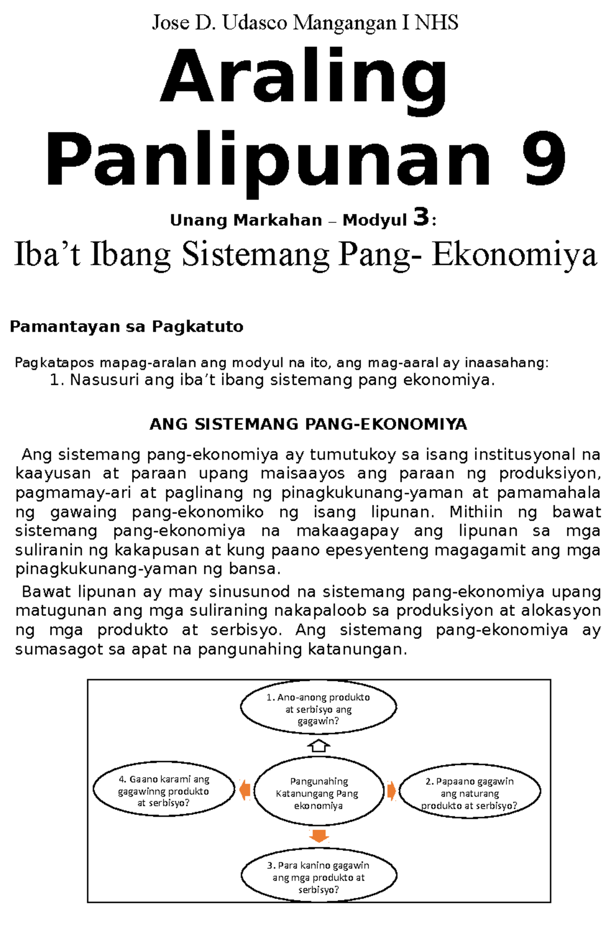 AP Module 3 AND 4 - Ap 9 - Jose D. Udasco Mangangan I NHS Araling ...