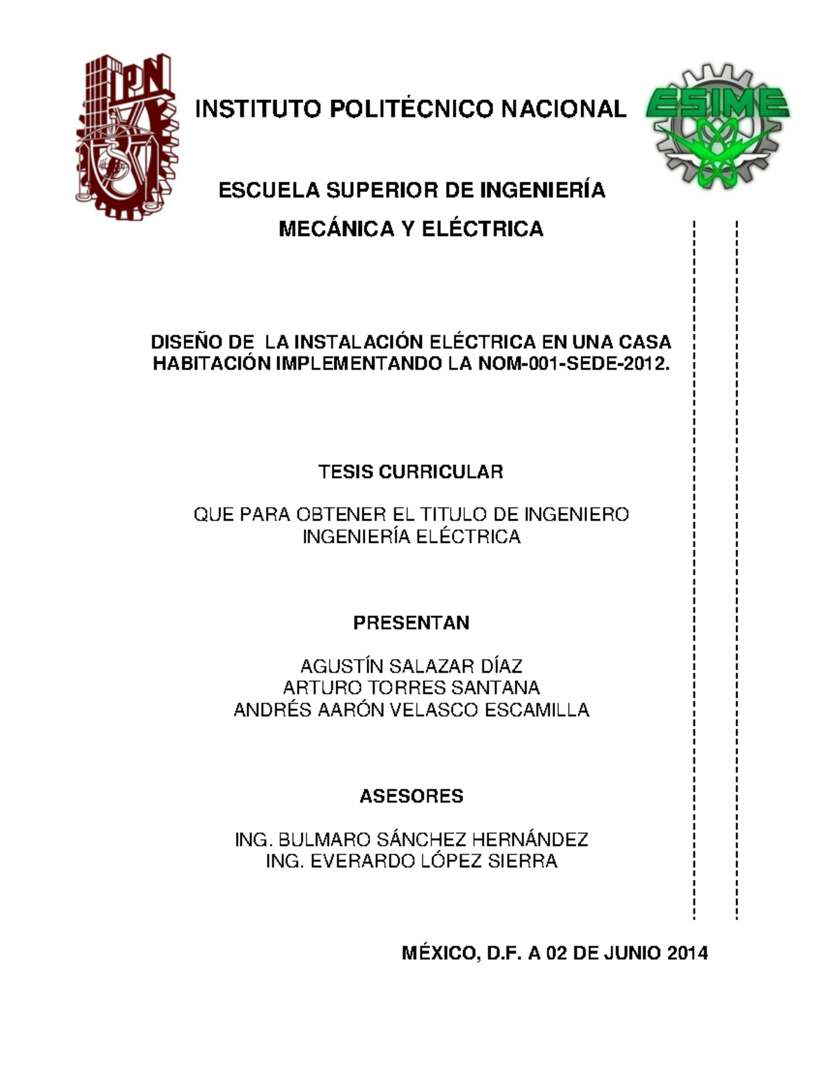 Diseño Instalación Eléctrica NOM001SEDE2012 NORMA INSTITUTO