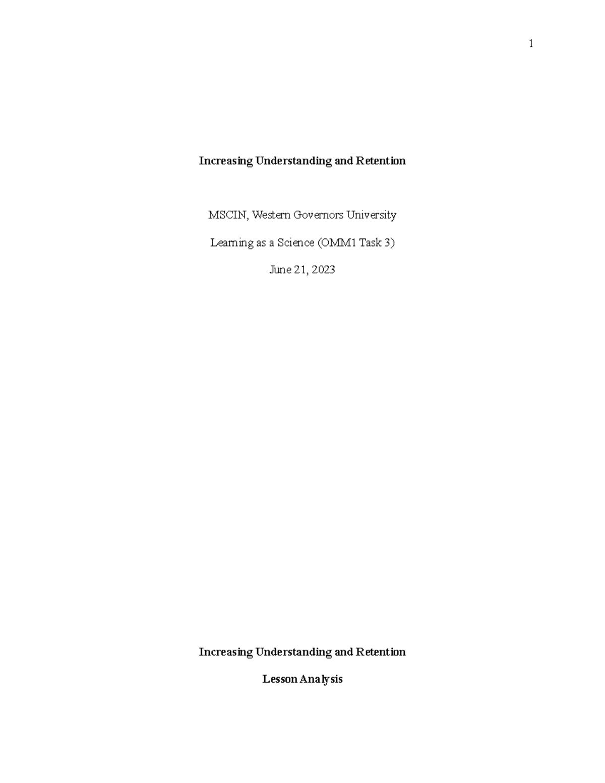 Increasing Understanding and Retention (no name) - Increasing ...