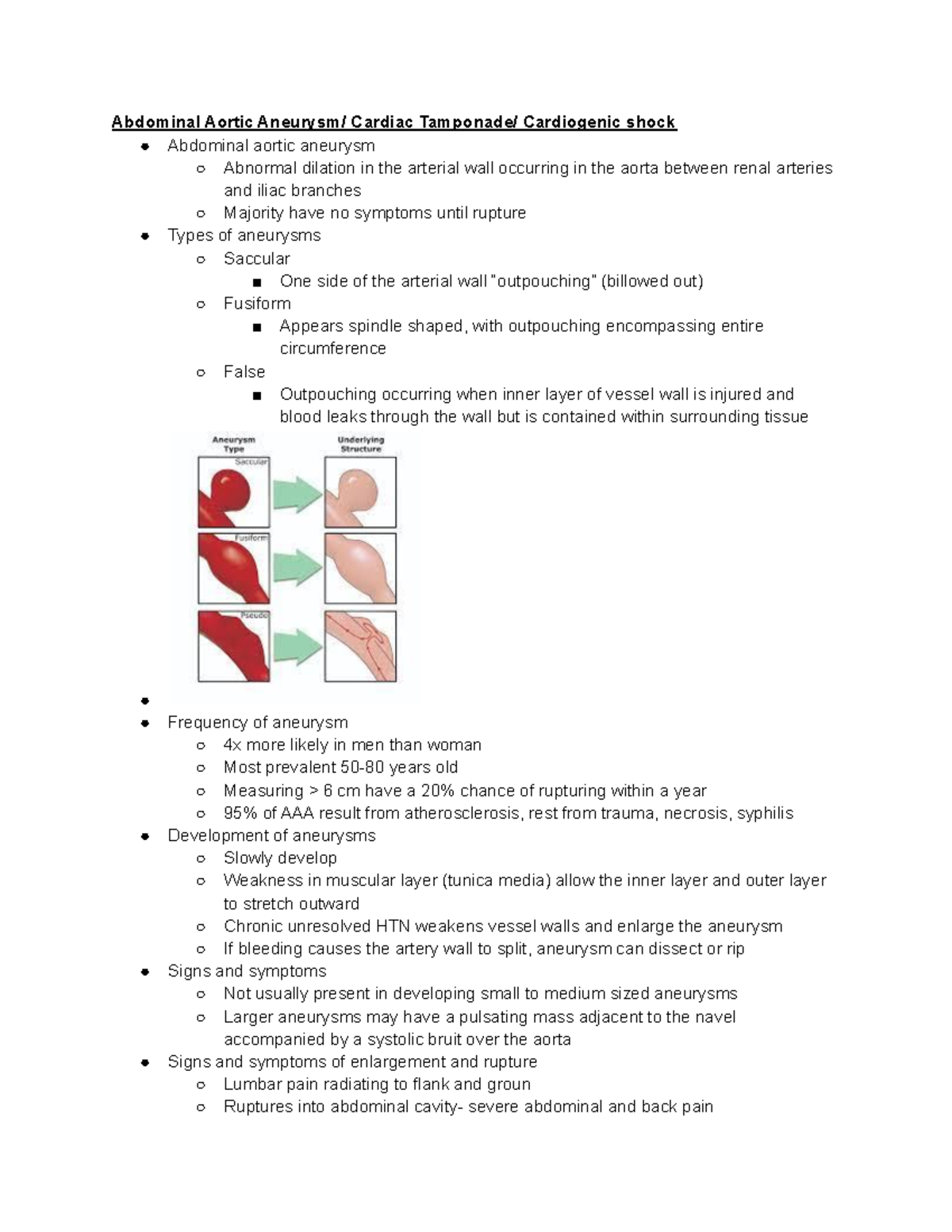 Lecture 3 - Abdominal Aortic Aneurysm/ Cardiac Tamponade/ Cardiogenic ...