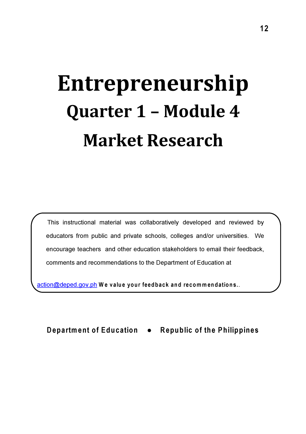 Entrepreneurship Module-4 - 1 2 Entrepreneurship Quarter 1 – Module 4 ...