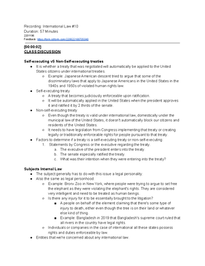 International Law 4 Summary Notes - Recording: International Law ...