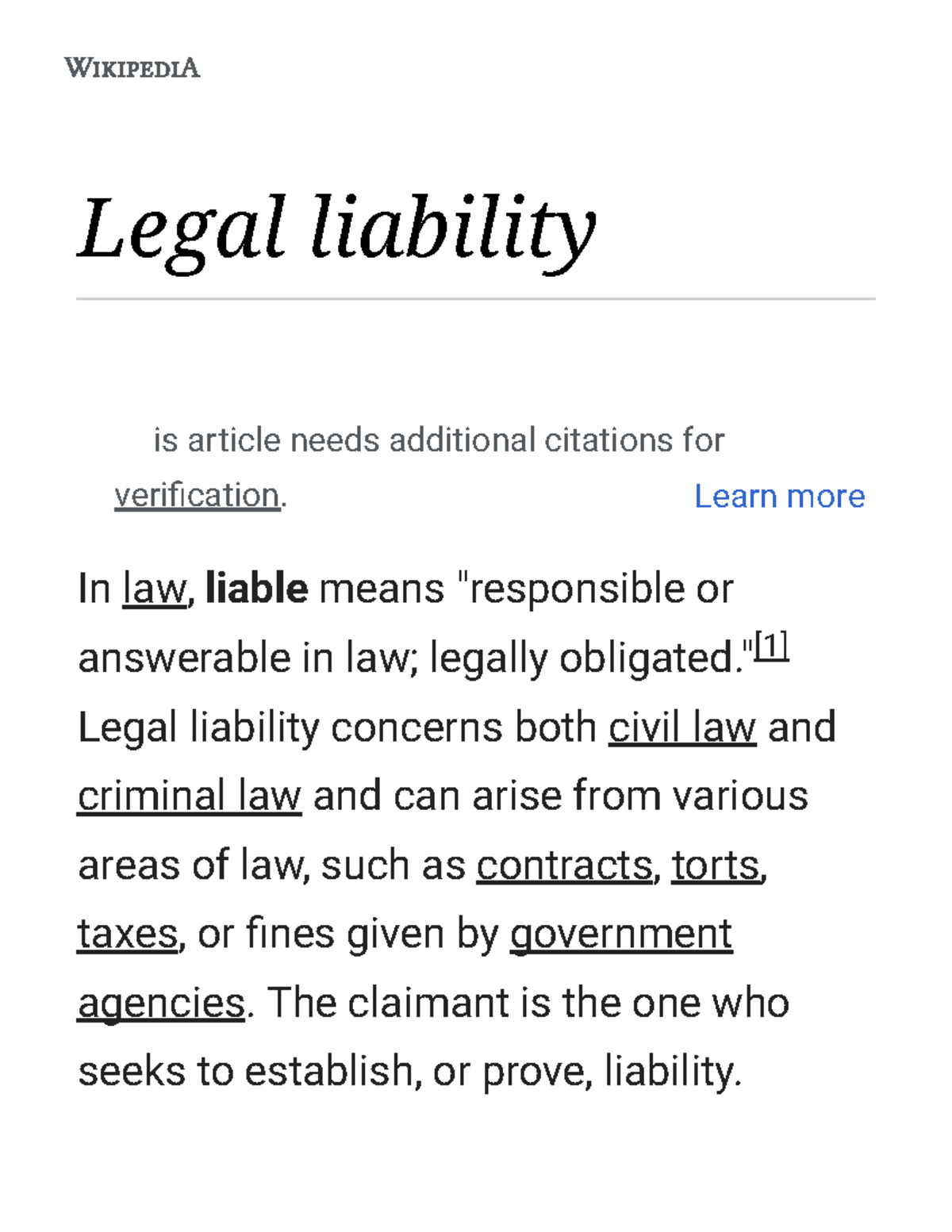 Being Liable Means Having Legal