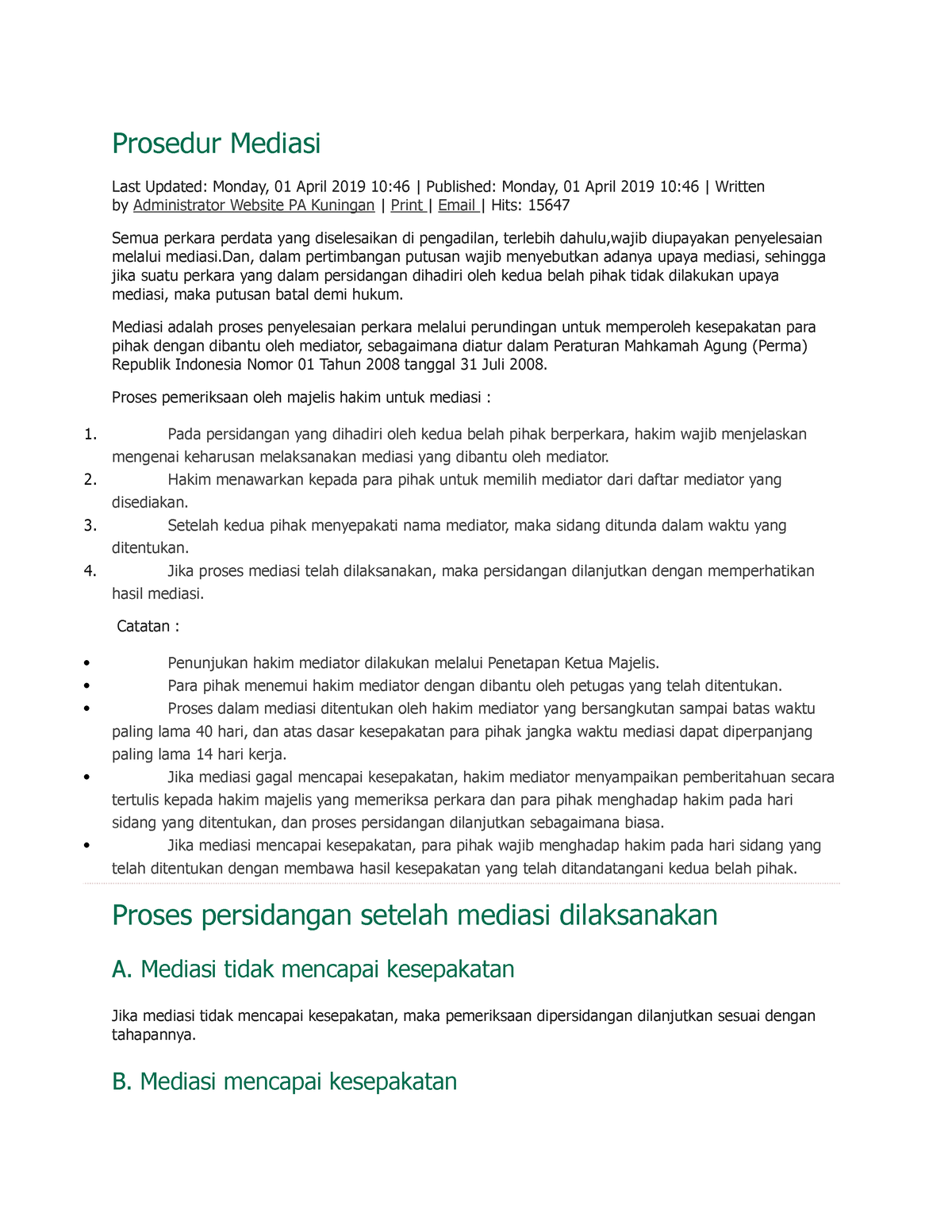 Prosedur Mediasi - Prosedur Mediasi Last Updated: Monday, 01 April 2019 ...