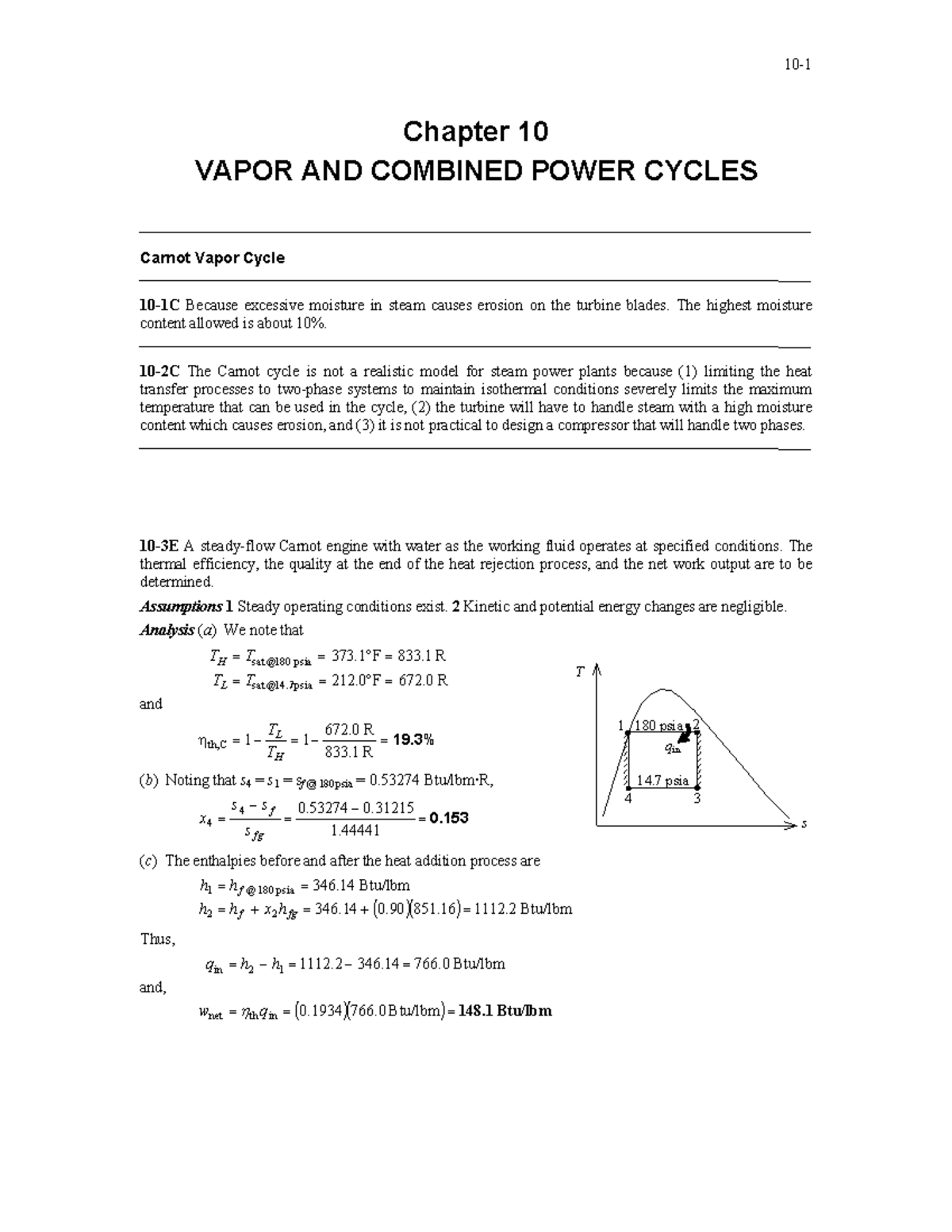 Chapter 10 Vapor AND Combined Power CYCL Chapter 10 VAPOR AND