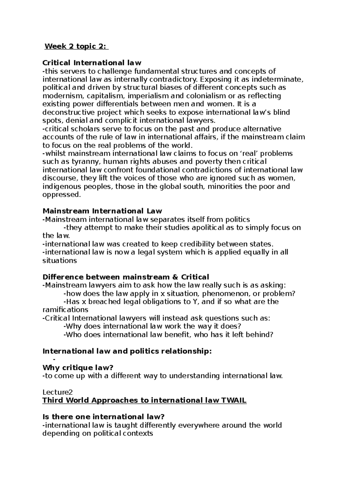 Week 2 topic 2 - Week 2 topic 2: Critical International law -this ...