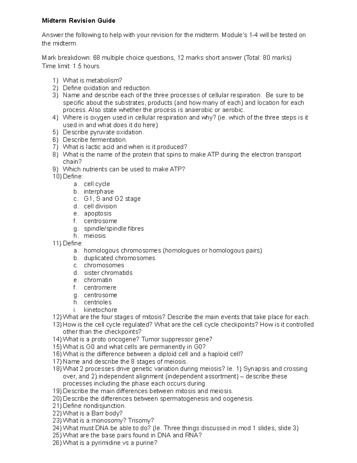 Midterm 5 March, questions - Midterm Revision Guide Answer the ...
