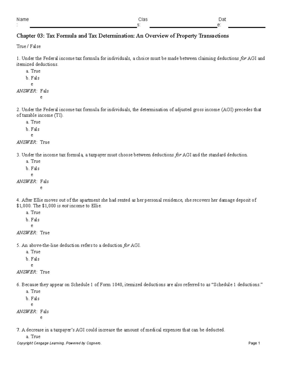 ACC 3500 Ch 3 Tax Formula and Tax Determination An Overview of