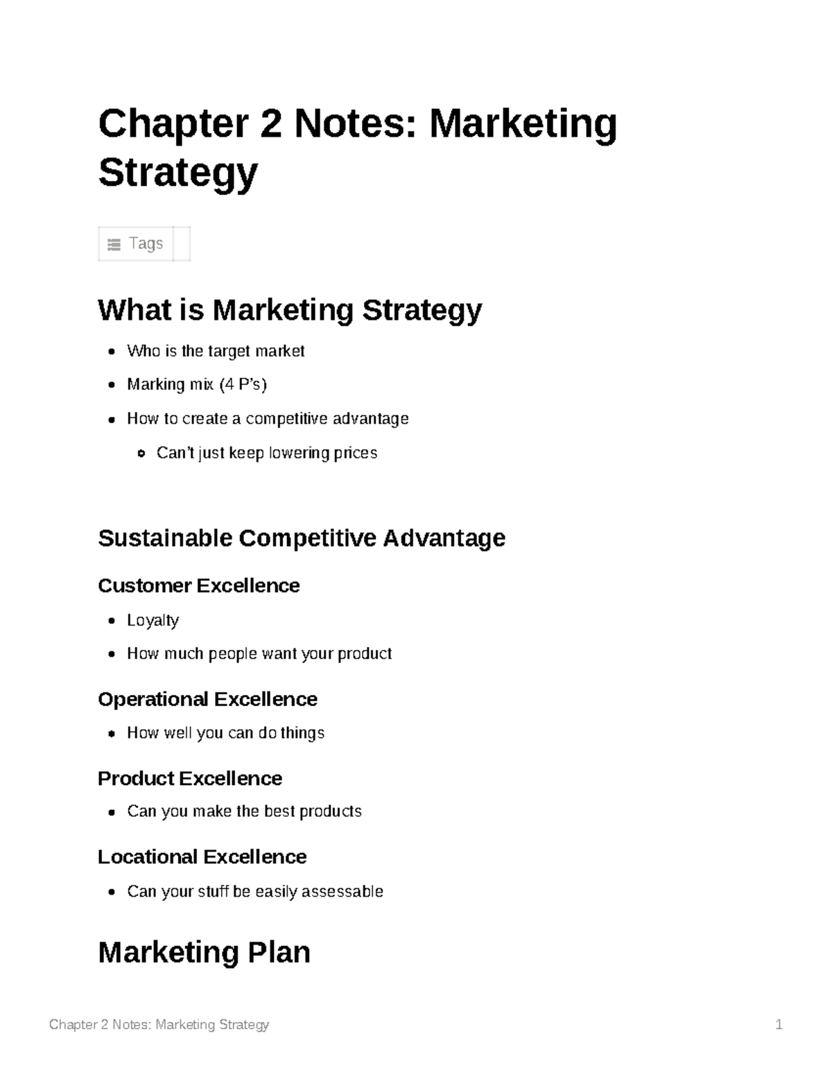 Chapter 2 Notes Marketing Strategy - Chapter 2 Notes: Marketing ...