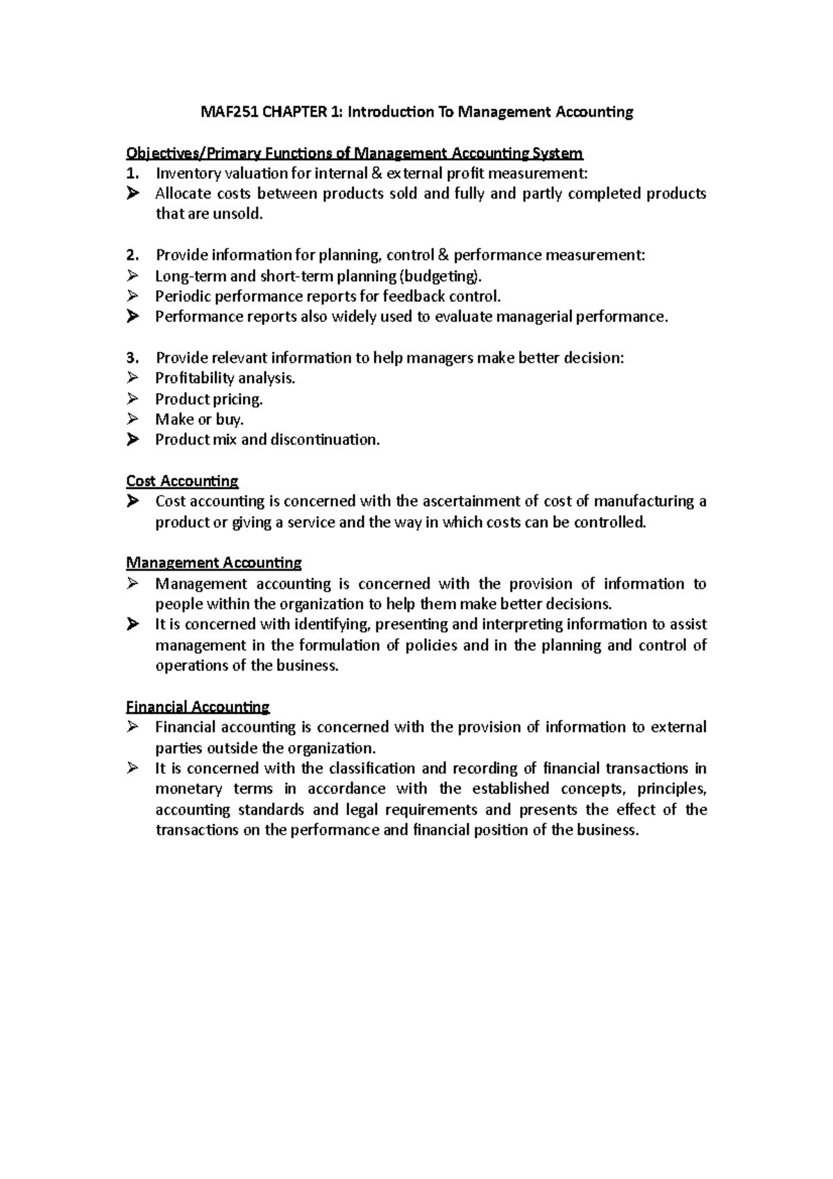 Maf251 Chapter 1 Maf251 Chapter 1 Introduction To Management Accounting Objectives Primary Maf251 Chapter 1 Maf251 Chapter 1 Introduction To Management Accounting Objectives Primary