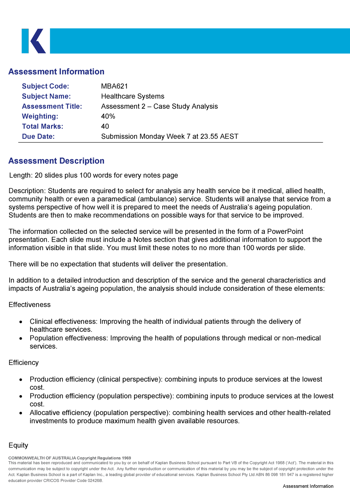 Mba621 T2 2017 Assessment 2 V2 Assessment Information Commonwealth Of Australia Copyright