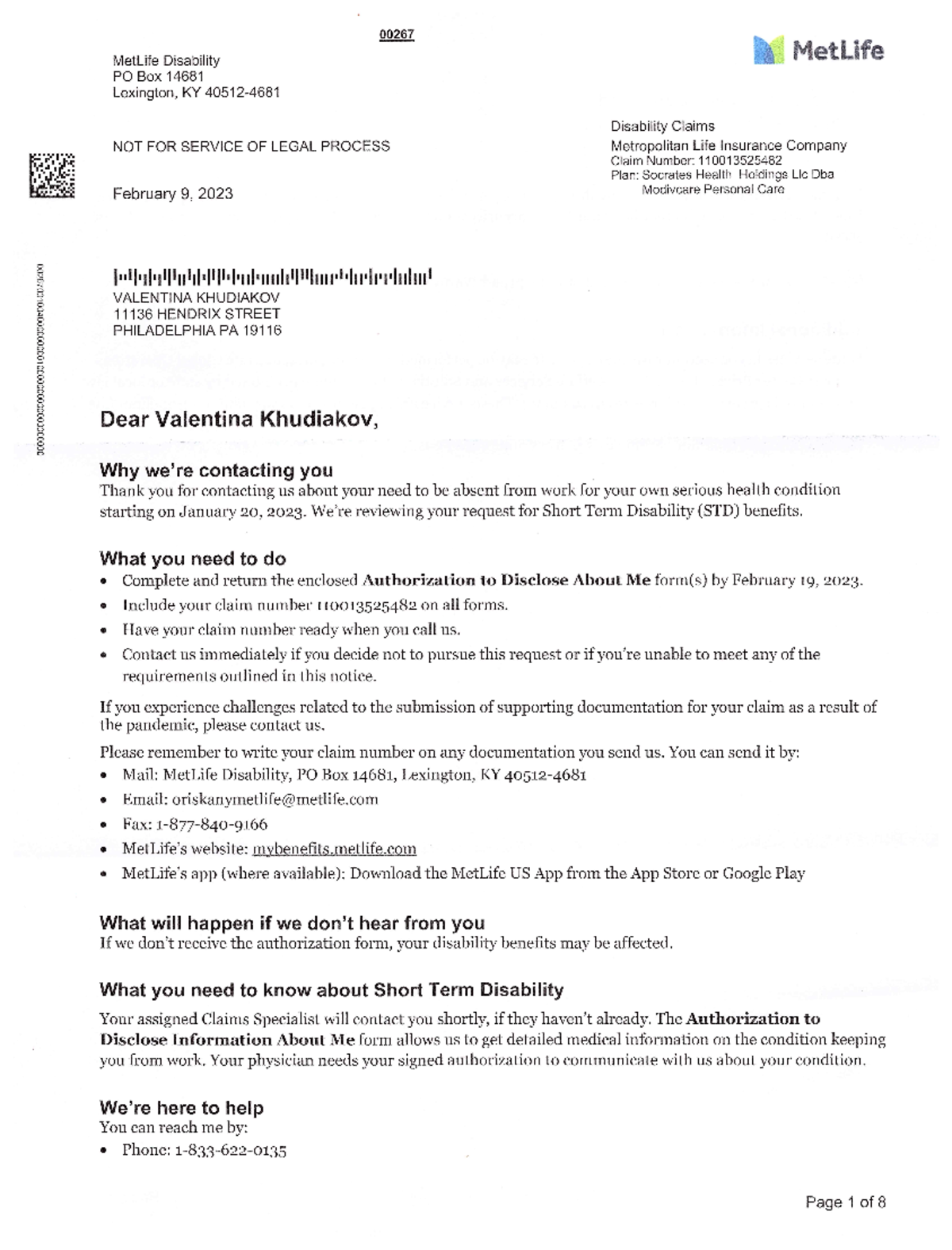 ATI buprenorphine (Subutex) - 00267 MetLife MetLife Disability PO Box ...