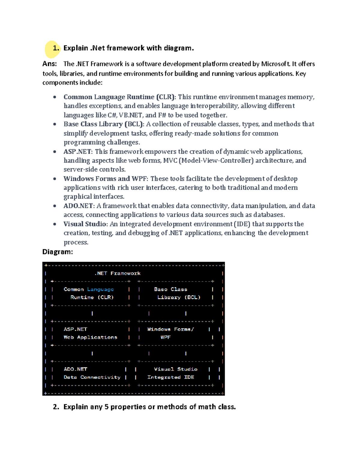 AWP imp - 1. Explain .Net framework with diagram. Ans: The .NET ...