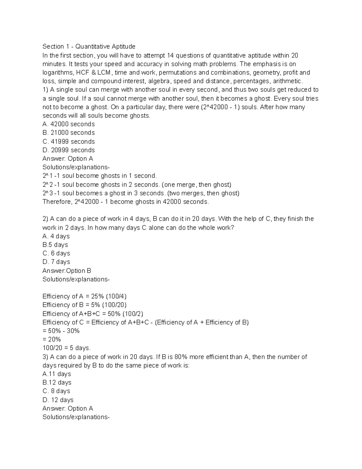 Deloitte paper 1 - vvvvvvvvvvvvvvvv - Section 1 - Quantitative Aptitude ...