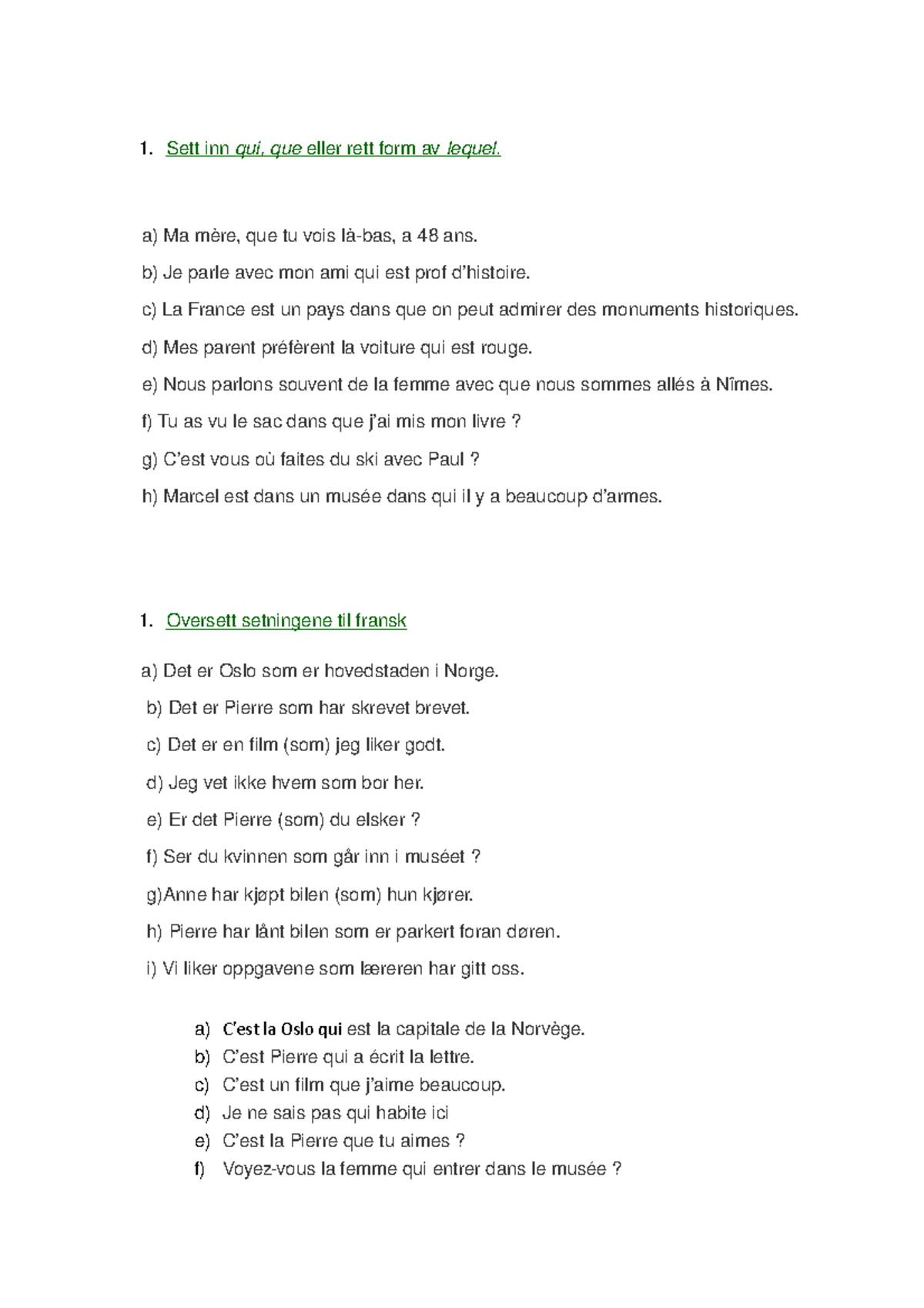 Fransk Oppgaver 28 Studocu
