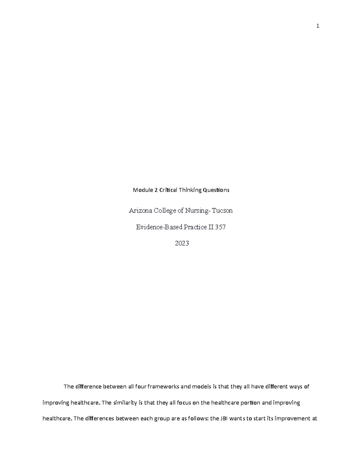 Module 2 Critical Thinking Questions - 1 Module 2 Critical Thinking ...