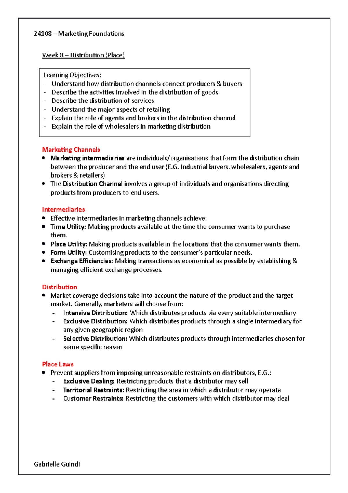 Week 8 – Distribution (Place) - 24108 Marketing Foundations Week 8 ...