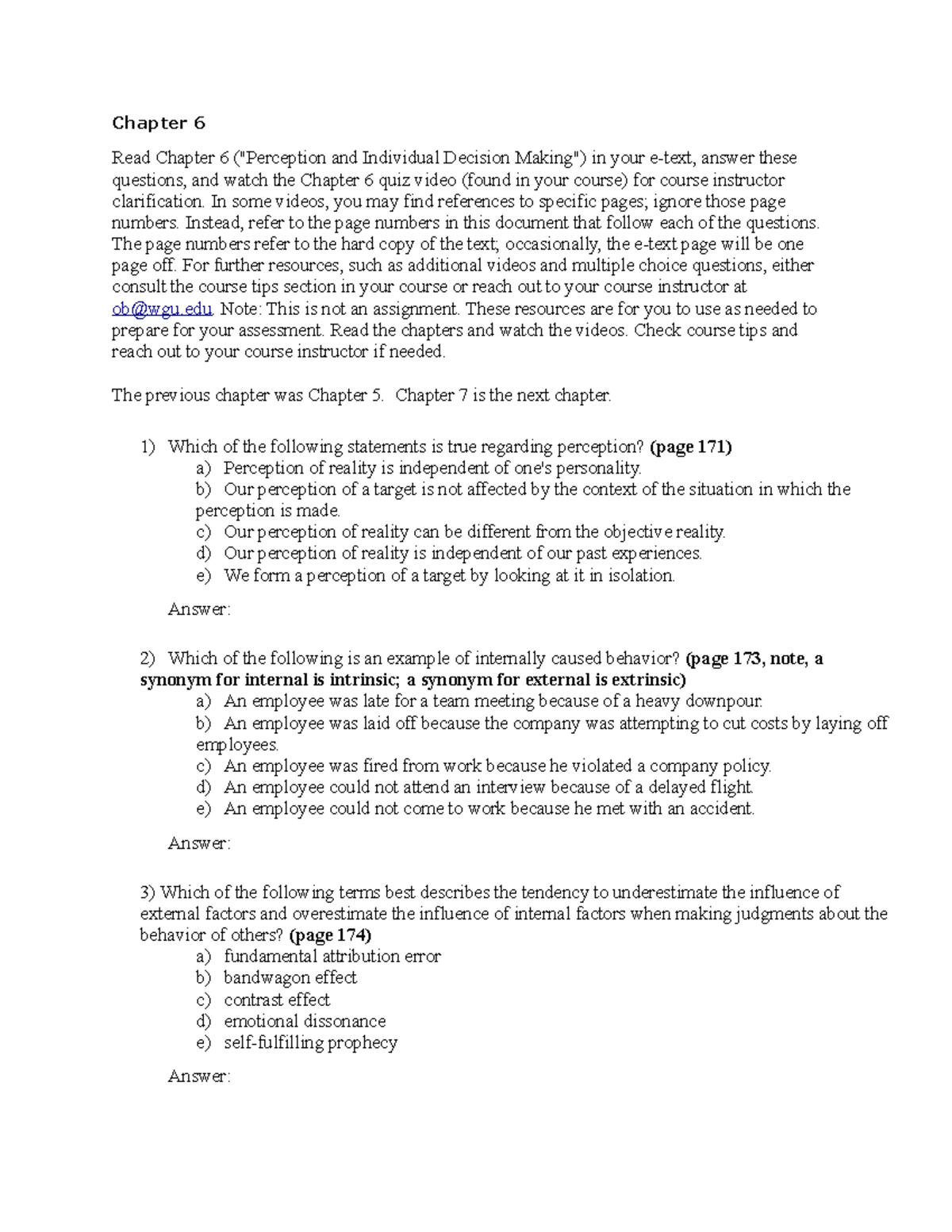 Chapter 6 questions - Chapter 6 Read Chapter 6 ("Perception and ...