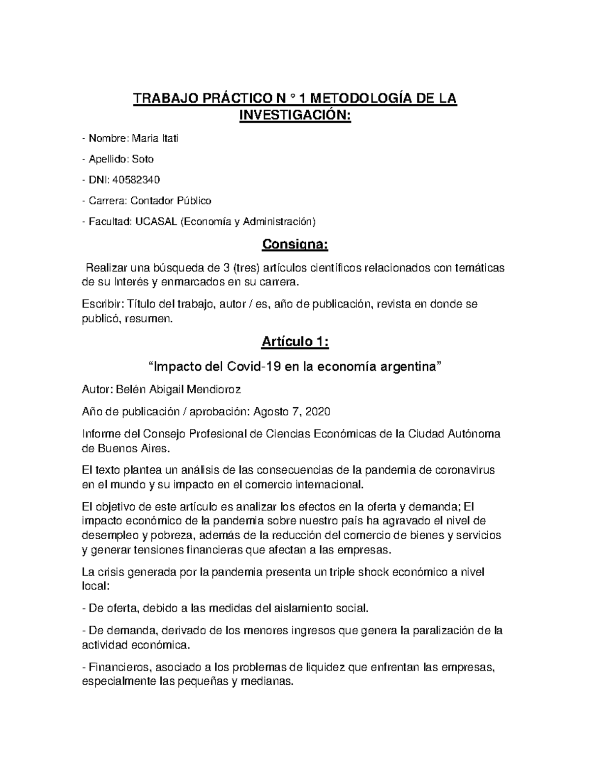 Trabajo Práctico N 1 Introduccion A La Economia Trabajo PrÁctico N ° 1 MetodologÍa De La 5398