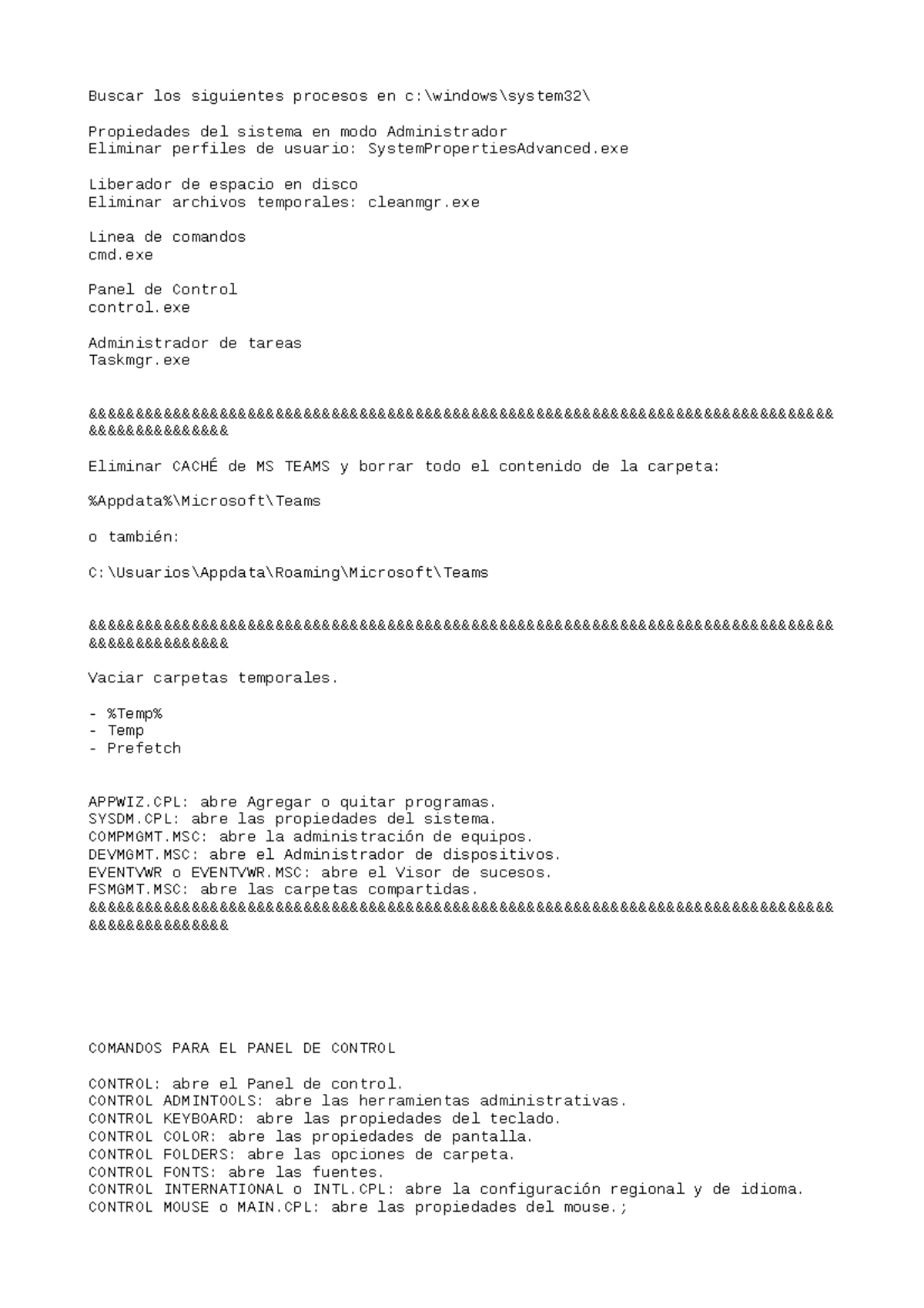 Procesos de Windows - Buscar los siguientes procesos en c:\windows ...